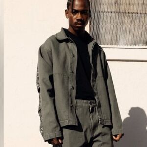 NWT HSTRY By NAS Men’s Olive Green & Paisley Cargo Duck Canvas Denim Jacket - S